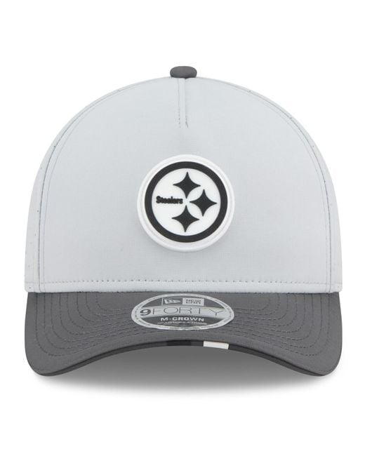 KTZ Gray/graphite Pittsburgh Steelers 2025 Nfl Training Camp A-frame 9forty Adjustable Hat for men