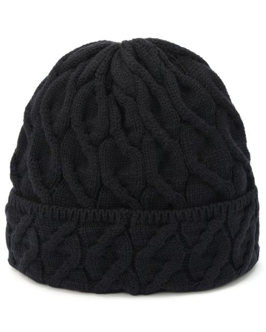 Tommy Hilfiger Black Wide Cable Cuff Hat for men