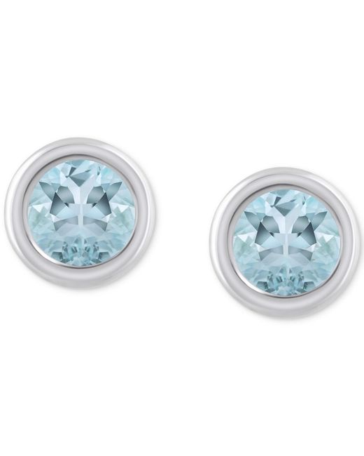 Macy's Blue Gemstone Round Stud Earrings