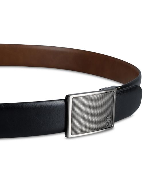 Kenneth Cole Black Reversible Faux-leather Compression-buckle Belt for men
