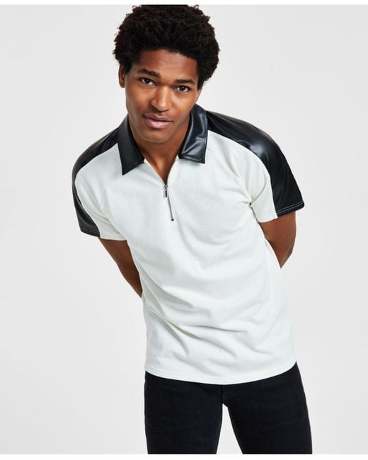 INC International Concepts Classicfit Shortsleeve Zip Polo Shirt With