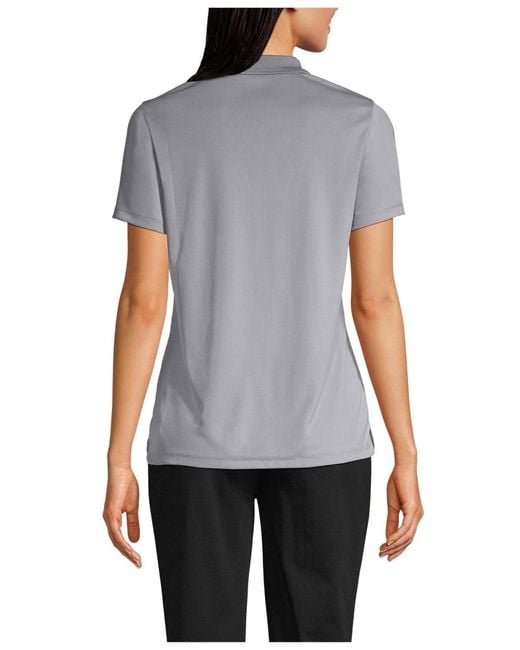 Lands' End Gray Short Sleeve Solid Active Polo