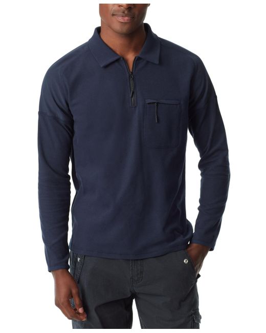 BASS OUTDOOR Blue Long-sleeve Pique Polo Shirt for men