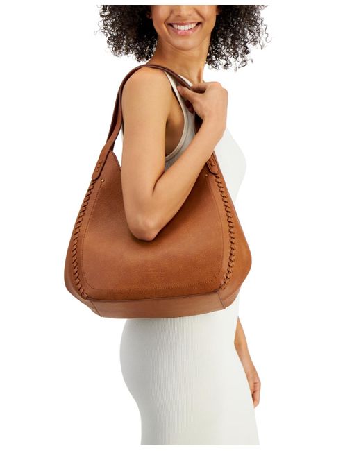 Style & Co. Brown Whip-stitch Soft 4-poster Tote