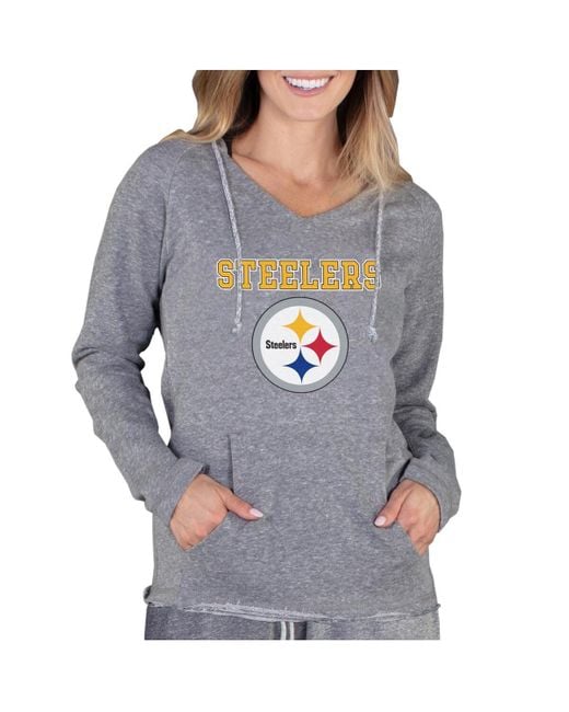 Concepts Sport Gray Pittsburgh Steelers Mainstream Tri-blend Raglan Hoodie V-neck Top