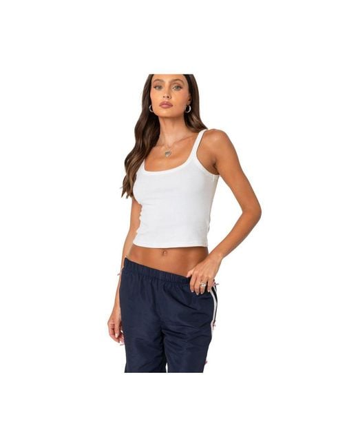 Edikted Blue Basic Babe Tank Top