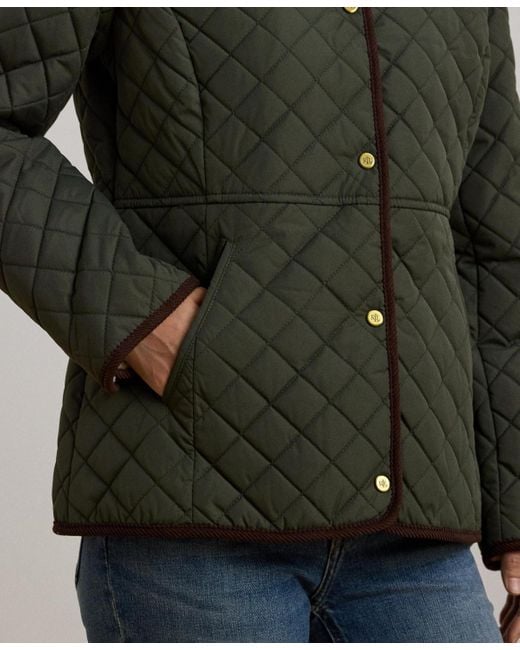 Ralph Lauren Brown Faux-sherpa-collar Quilted Coat