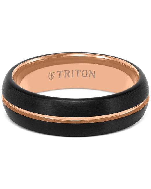 Triton Blue Two-tone Brushed Finish Wedding Band for men