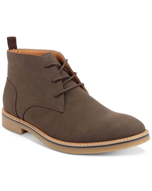 Alfani Brown Faux-leather Lace-up Chukka Boots, Created For Macy's for men