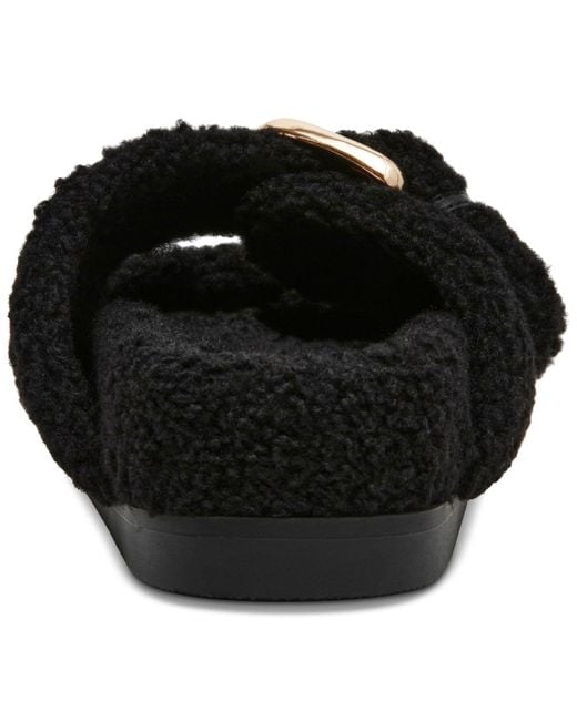 Dolce Vita Women's Black Aldoni Plush Double-strap Slide Slippers