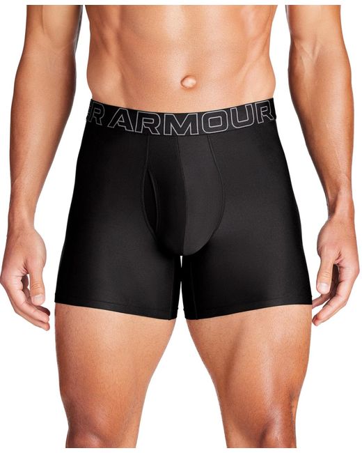 Under Armour Black 3-pack Performance Tech Solid 6" Boxer Briefs for men