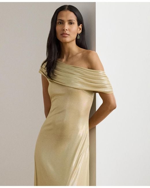 ralph lauren evening dress macys Ralph Lauren Rib Knit & Crepe Off The Shoulder Gown - Black