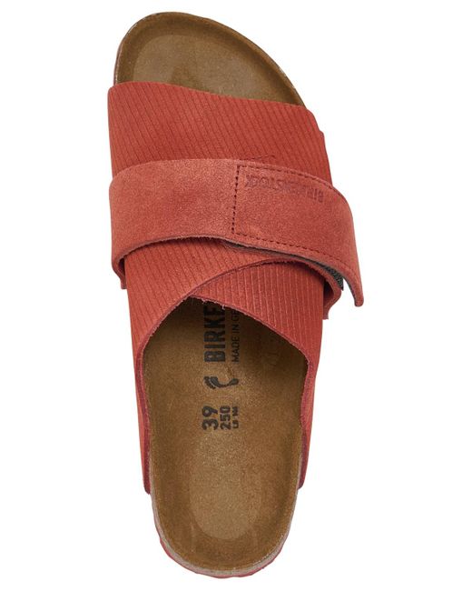 Birkenstock Red Kyoto Suede Embossed Slide Sandals From Finish Line