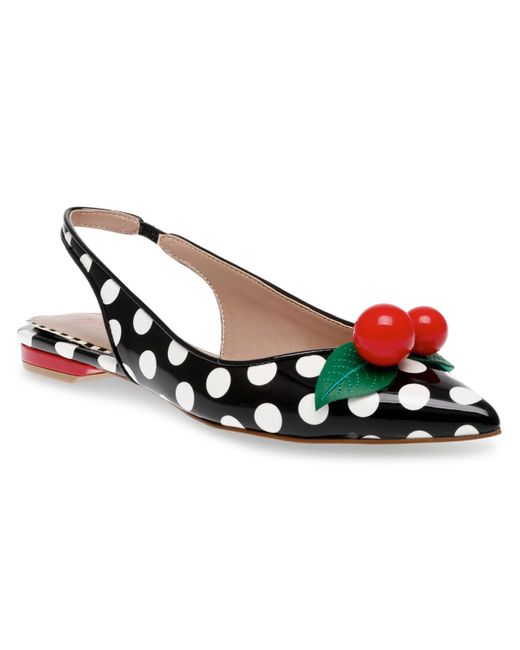 Betsey Johnson White Junniper Cherry Detailed Slingback Flats