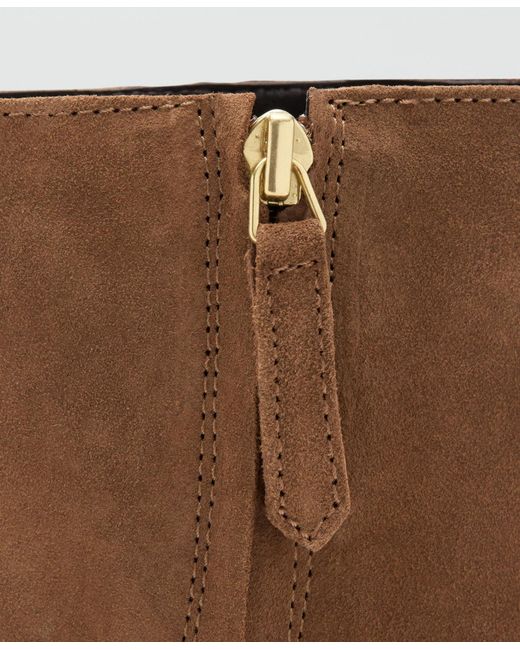 Mango Brown Heel Suede Ankle Boots