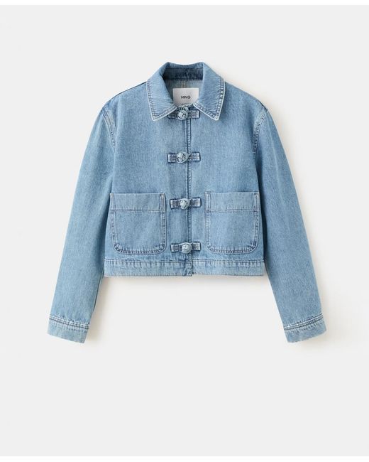 Mango Blue toggle Detail Denim Jacket