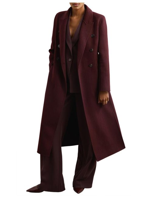 Reiss Purple Double-breasted Blindseam Wool-blend Coat
