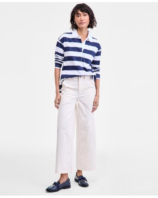 On 34th Blue High-rise Wide-leg Chino Pants