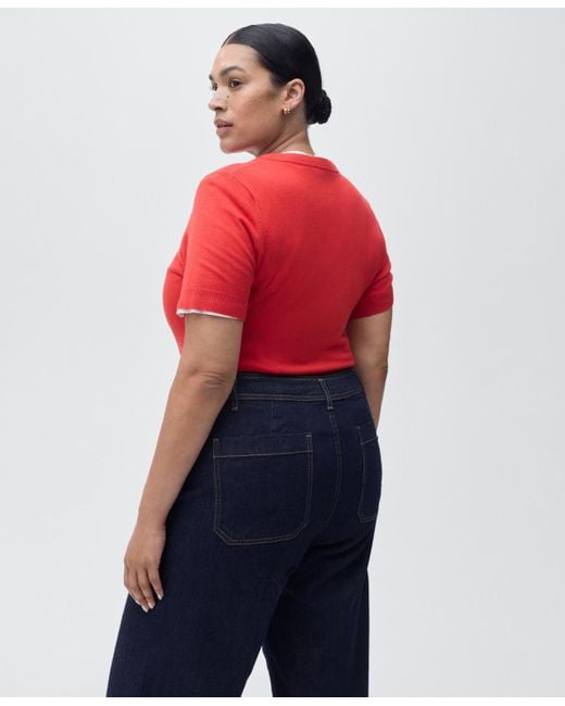 Mango Blue Pockets Wide Leg Jeans