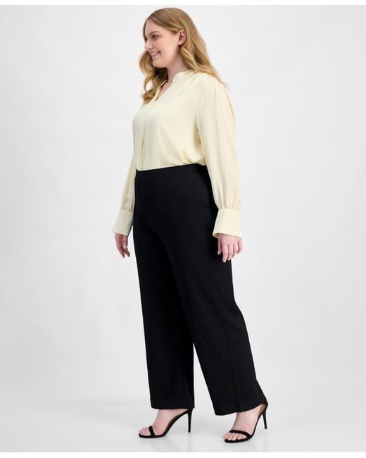 Anne Klein Essentials Multicolor Plus Size Textured Pull-on Pants