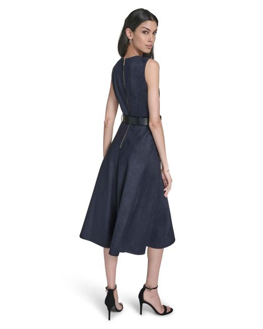 Calvin Klein Blue Belted Midi Dress