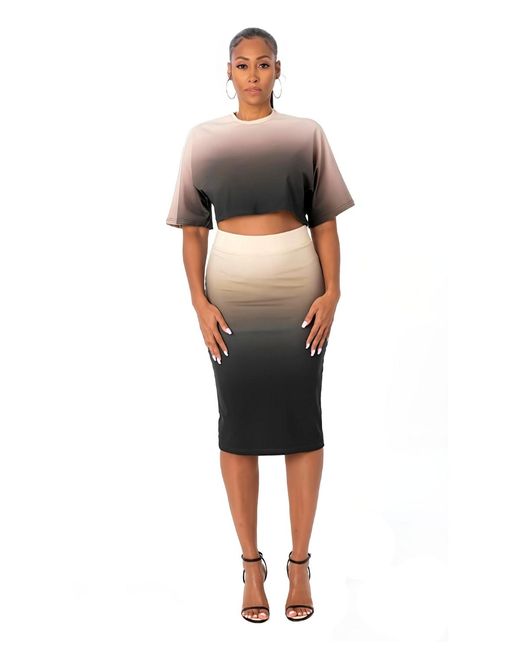 DAI MODA Gray Ombre Oversized Crop Tee