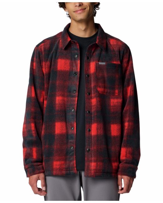 Columbia Red Steens Mountain Ii Plaid Fleece Shirt Jacket for men
