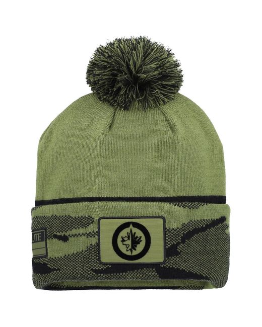 Fanatics Green Winnipeg Jets Military Appreciation Cuffed Knit for men