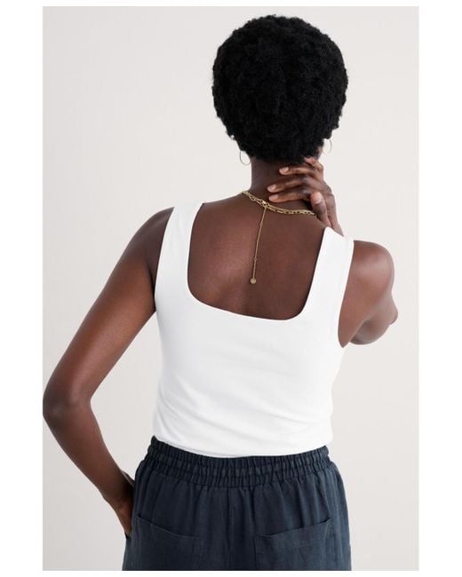 Seasalt Cornwall White Sea Cornwall Cloud Pass Square Neck Tank