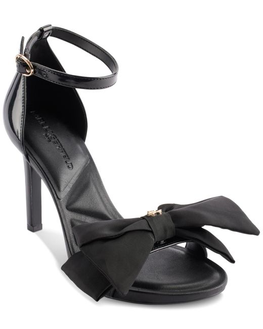 Karl Lagerfeld Black Paris Kenz Bow Evening Ankle Strap Heeled Sandal