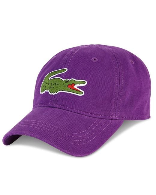 Lacoste Purple Men's Large Croc Gabardine Cap for men