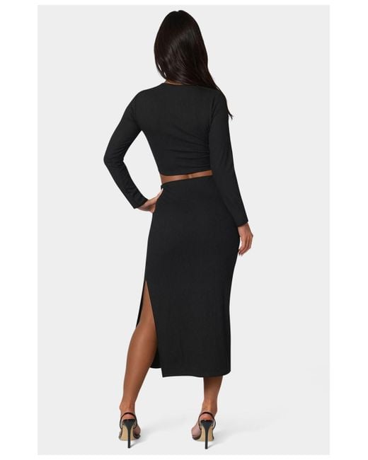 Bebe Black Two Piece Rib Sweater Set