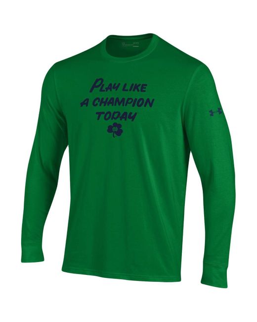 Under Armour Green Notre Dame Fighting Irish Play Like A Champion Today Long Sleeve Performance T-shirt for men
