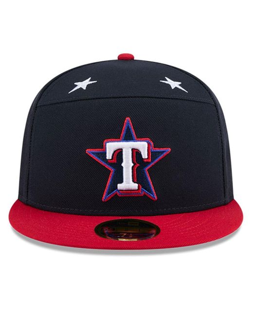 KTZ Blue Navy/red Texas Rangers 2025 Mlb All-star Game Workout Side Patch 59fifty Fitted Hat for men