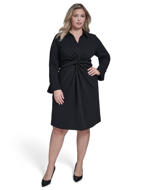 little black dress and tights TA3 Plungey Long Sleeve Mini Dress - Black - 3X main image 0