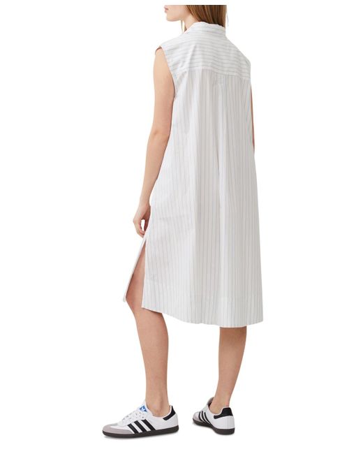 French Connection White Rhodes Cotton Poplin Swing Dress