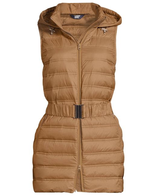Lands' End Brown Wanderweight Belted Packable Down Vest