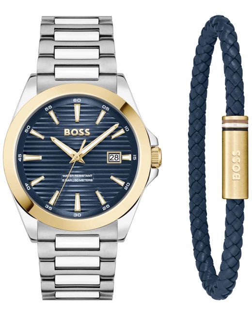 Boss Metallic Strike Giftset Quartz Basic Calendar Stainless Steel Watch for men