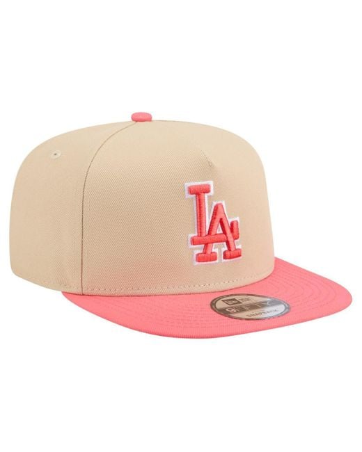 KTZ Pink Light Beige/coral Los Angeles Dodgers Color Pack A-frame 9fifty Snapback Hat for men