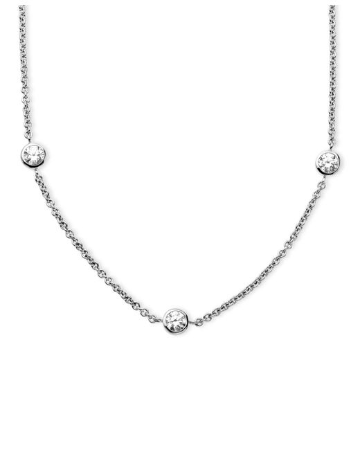 Arabella Natural Sterling Silver Necklace, White Round-cut Cubic Zirconia 7-station Necklace (3-1/6 Ct. T.w.)