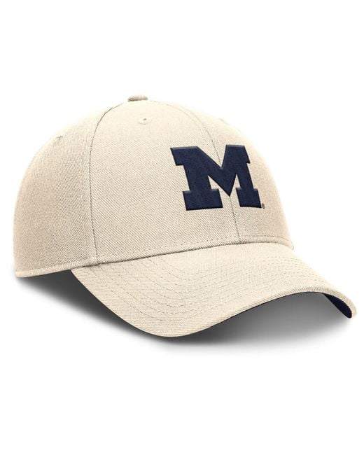 Nike Natural Michigan Wolverines Rise Primetime Performance Trucker Adjustable Hat for men
