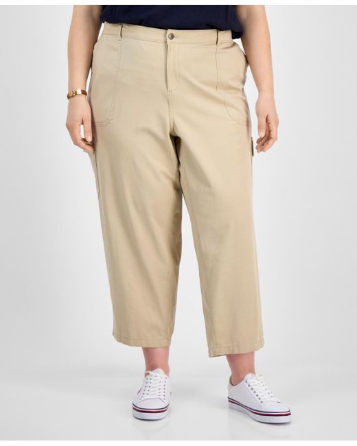 Tommy Hilfiger Natural Plus Size Cropped Cargo Pants
