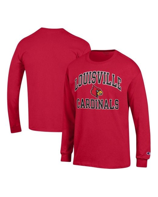 Champion Red Louisville Cardinals High Motor Long Sleeve T-shirt for Men