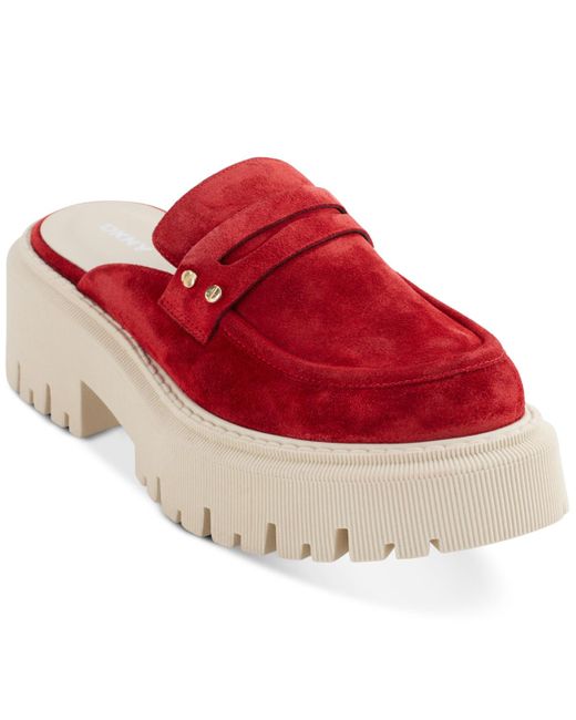 DKNY Red Luna Slip-on Penny Loafer Flats