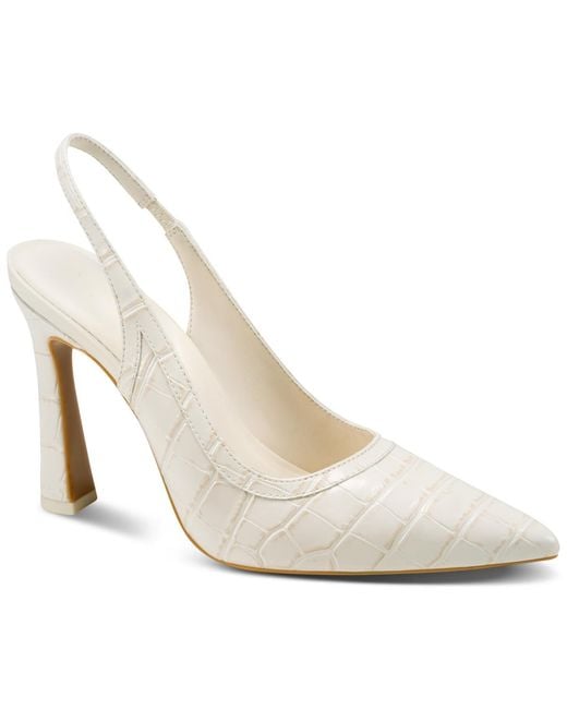 DKNY White Cinette Slingback Heels