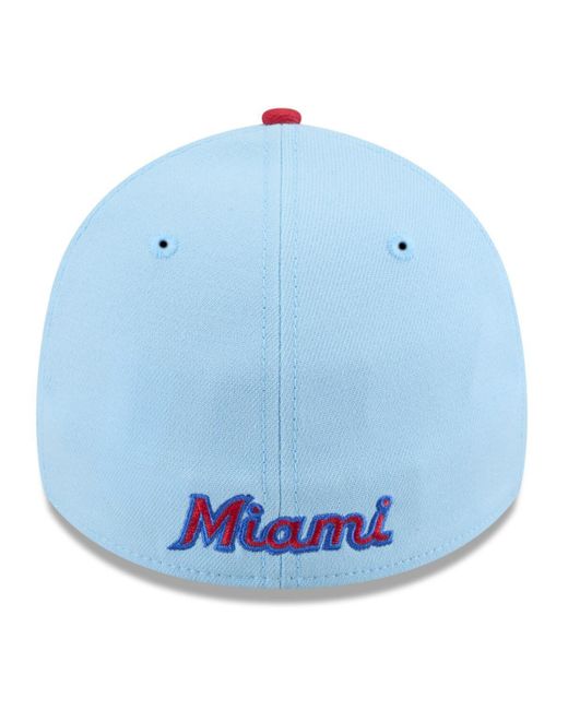 KTZ Light Blue/red Miami Marlins 2025 Fourth Of July 39thirty Flex Hat for men