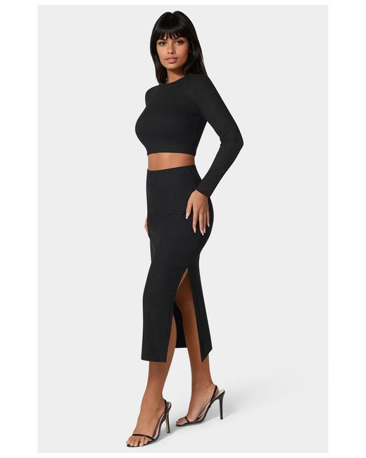 Bebe Black Two Piece Rib Sweater Set