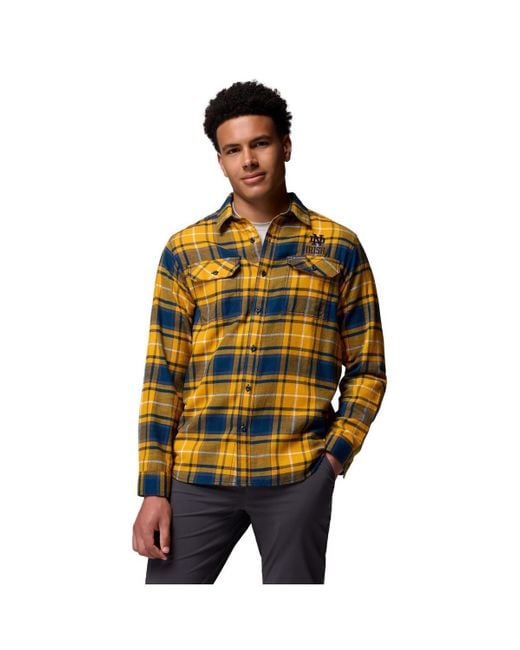 Columbia Metallic Notre Dame Fighting Irish Flare Gun Omni-wick Flannel Long Sleeve Button-up Shirt for men