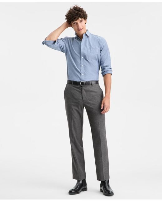 Club Room Blue Flat-front Straight-fit Dress Pants for men