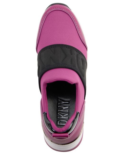 DKNY Purple Kamryn Slip-on Logo Wedge Sneakers